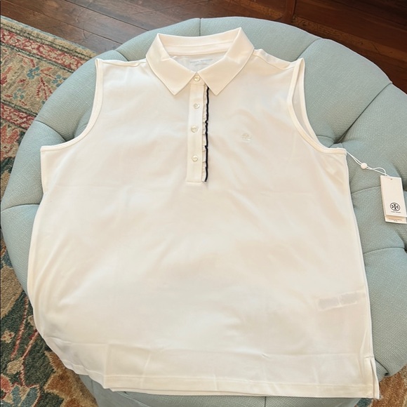 White Sleeveless Polo Shirt - Picture 1 of 6